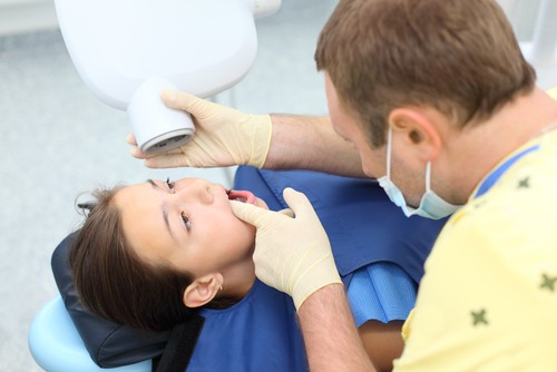 child getting dental x-ray