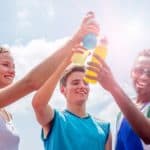 teens with sports drinks